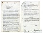 "Top Secret Draft Signed by Bernard Montgomery in July 1945 -- With Numerous Hand-Edits by Montgomery Such as ...allow conversation with adult Germans in the streets and in public places...