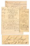 Outstanding Texas Artifact -- the Original Receipt for Alamo Expenses Incurred by William Barret Travis to Equip the Alamo Soldiers -- Includes Purchase of Flag 5.00