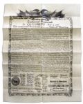 1876 Centennial Broadside Print of The Declaration of Independence