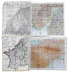 Lot of 4 WWII Escape Maps Printed on Silk & Issued to U.S. Air Force Pilots