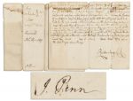 Declaration of Independence Signer John Penn Document Signed