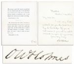 Oliver Wendell Holmes Letter Signed -- ...you will do well to remind me again of my promise...