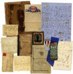 Shiloh POW Letter & Photo Lot -- Fort Donelson: ...bullets came as close as I cared having them. Mother...one poor man...had his leg shot off just so it hung on and the other fell right on me...