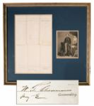 General William Sherman Civil War Document Signed -- Framed With Engraving of Sherman
