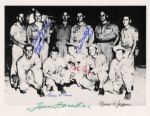 Enola Gay Signed Photo -- Black & White Photo of Eleven Members of the 509th -- Six Crew Members Autographed
