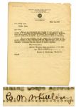 WWI Lost Battalion Colonel Charles W. Whittlesey Letter Signed -- 1919 -- Scarce