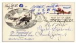 Aviation First Day Cover Signed by Six Legends of WWII Aviation -- Including Flying Aces Chuck Yeager & Tex Hill