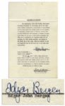 Ventriloquist Edgar Bergen Contract Signed From 1954