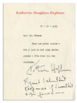 Katharine Hepburn Typed Letter Signed With Autograph Postscript