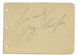 Gary Cooper Signature Upon a 6 x 4.5 Autograph Album Page -- Sincerely / Gary Cooper -- Very Good With Uniform Toning