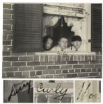 Three Stooges Signed 9.5 x 7.5 Photograph -- Including Curly Howard