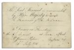 King William IV 1833 Invitation to Dinner at St. Jamess Palace
