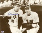 Ted Williams Signed Photo Posing With DiMaggio -- Sepia Tone 14" x 11" -- PSA/DNA COA -- Very Good