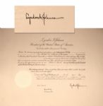 Lyndon B. Johnson 23 x 19 Document Signed as President -- LBJ Appoints a Doctor to the Presidents Committee on Mental Retardation