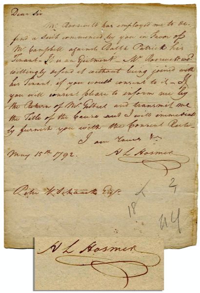 Early 18th Century New York Letter Regarding the Roosevelt Family -- Interesting Genealogy of America's Famous Family