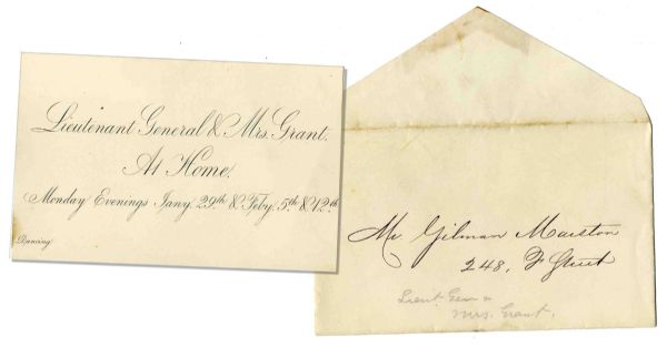 Ulysses S. Grant Dinner Invitation to Three Separate Dinners Hosted by Him and His Wife -- ''At Home / Monday Evenings...'' 