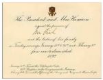 President Harrison 1892 Invitation to Three Dinners -- To Meet the Diplomatic Corps, Congress, The Judiciary and Military Corps