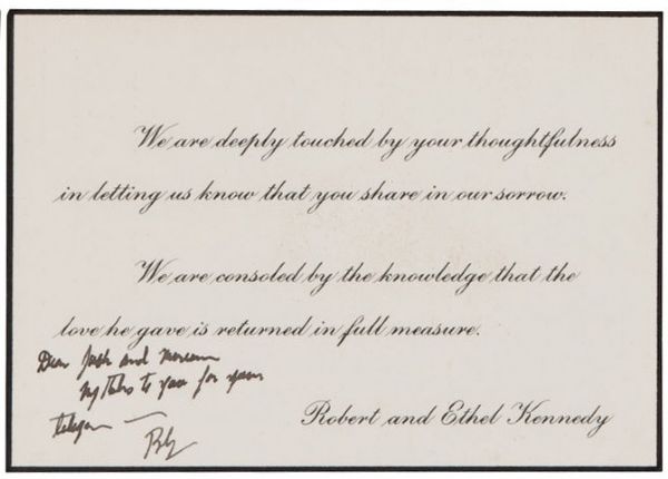 Rare Signed JFK Assassination Note by RFK 