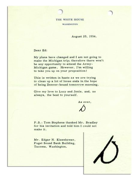 Dwight D. Eisenhower Typed Letter Signed as President -- ''...I'm willing to take you up on your proposition!...''