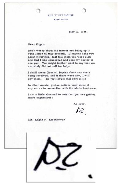 Dwight Eisenhower Typed Letter Signed as President -- ''...I am a little alarmed to note that you are getting more pugnacious!...''