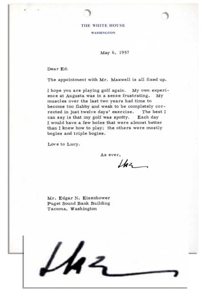 Dwight Eisenhower Typed Letter Signed as President -- ''...my muscles over the last two years had time to become too flabby...'' -- 1957