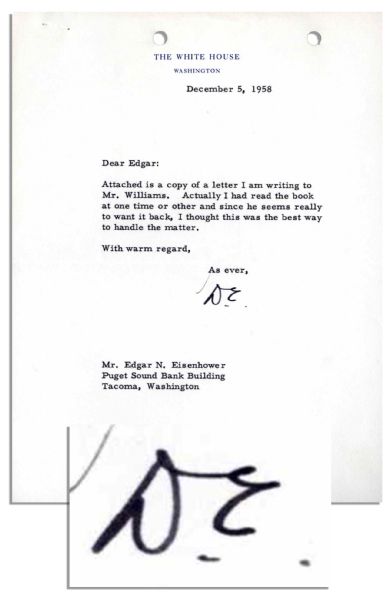 Dwight Eisenhower Typed Letter Signed as President -- 1958