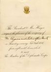 Rutherford B. Hayes Invitation -- February 1881 from the Executive Mansion -- ...meet The Members of the Diplomatic Corps...