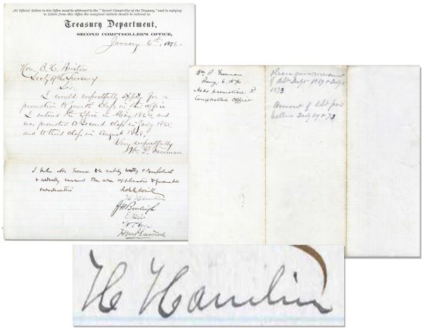 Abraham Lincoln's Vice President Hannibal Hamlin Document Signed -- Countersigned by Maine Republican Party Members