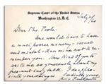 Felix Frankfurter Handwritten Note Signed on Supreme Court Stationery