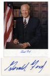 President Gerald Ford 8 x 10 Glossy Signed Photo -- With Envelope from California Office -- Minor Foxing -- Near Fine