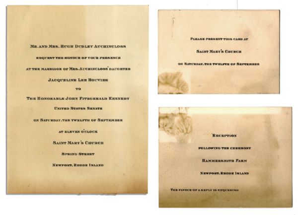 Invitation Package to John F. Kennedy & Jacqueline Bouvier's Wedding -- Scarce