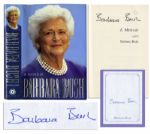 Barbara Bush Signed Memoir -- 1994