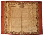Declaration of Independence Printed on a 24 x 20 Piece of Fabric -- 1867 From Worlds Fair