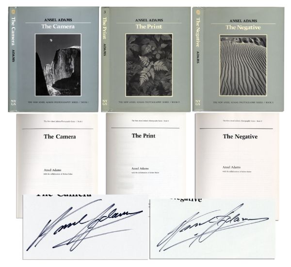 Ansel Adams Signed Set of The New Ansel Adams Photography Series -- Complete Three-Volume Set, Each Signed by Adams