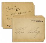 Calvin Coolidge Signed 4.25 x 3.5" White House Card -- Affixed to Slip of Paper -- Very Good