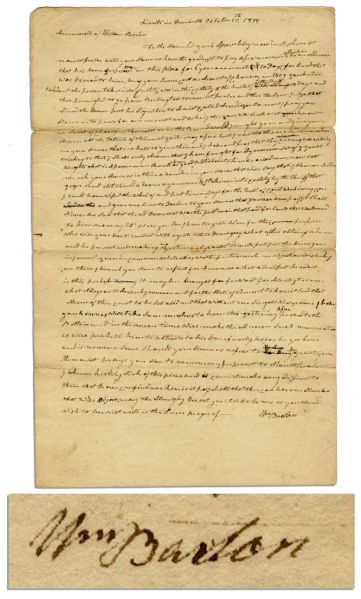 Autograph Letter Signed by Revolutionary War General William Barton -- Petition to Vermont General Assembly for His Release From Prison -- '...pay attention...to an old man...imprisoned in this p