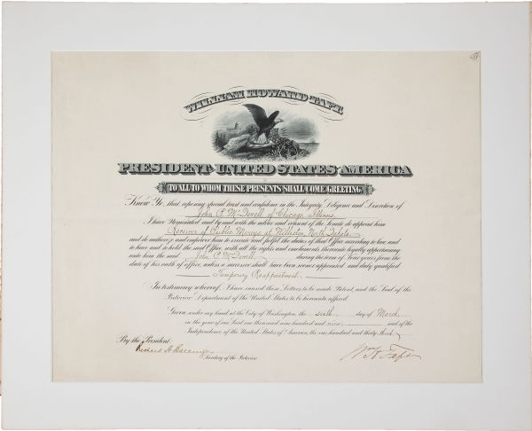 President William H. Taft Signed Appointment