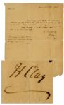 Henry Clay Twice Signed Autograph Letter as Secretary of State -- With Free Franked Envelope