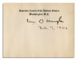 Longest Running Justice William O. Douglas Signature on 4.25 x 3.25 SC Card -- Will O Douglas / Feb, 9, 1940 -- Near Fine