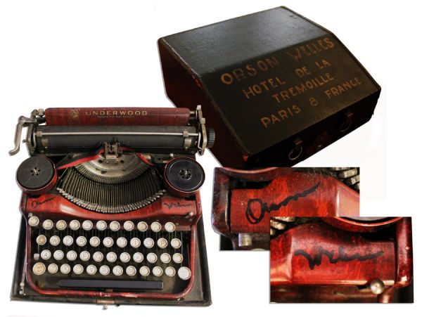 Orson Welles Memorabilia Orson Welles Signs His Personally Owned & Used Typewriter -- Used Circa 1930's-40's During the Writing of ''Citizen Kane''