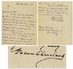 Grover Cleveland Autograph Letter Signed -- ...I have written...for some literature concerning womens industrial and social welfare; and have received a reply... -- 1906