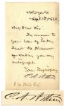 Chester A. Arthur Letter Signed as Vice President