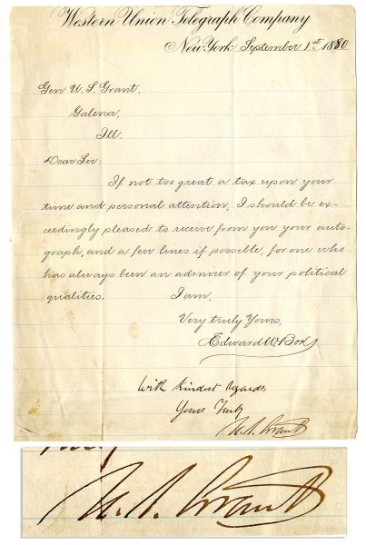 Ulysses S. Grant Letter Signed