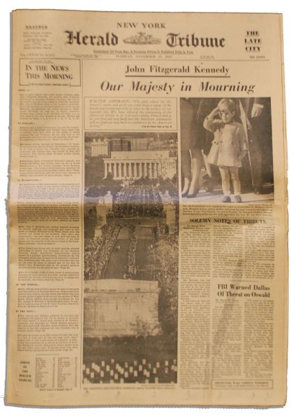 ''New York Herald Tribune'' 26 November 1963 -- Final Day of JFK's State Funeral: ''Our Majesty in Mourning''