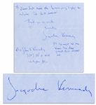 Jackie Kennedy Autograph Letter Signed -- Circa 1960 -- Signed Jacqueline Kennedy and Also Mrs. John F. Kennedy