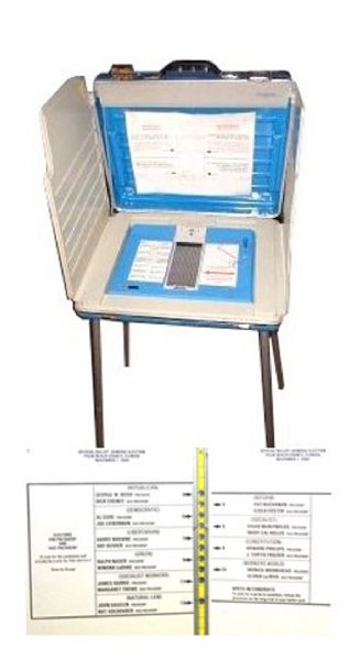 Rare Palm Beach Florida 2000 Voting Machine Used in Bush v. Gore -- 22'' x 18'' x 5'' -- With Unused Test Ballot & Instructions