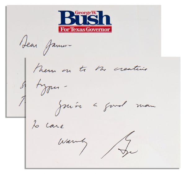 George W. Bush Autograph Letter Signed -- '...You're a good man to care...''