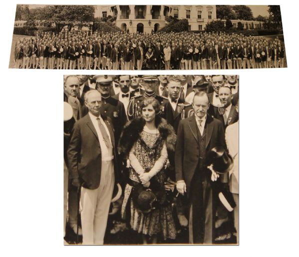Calvin Coolidge Rare Panoramic Photo -- With the ''Swedish Singing Society'' on the White House Lawn -- Measures Over Three Feet Long