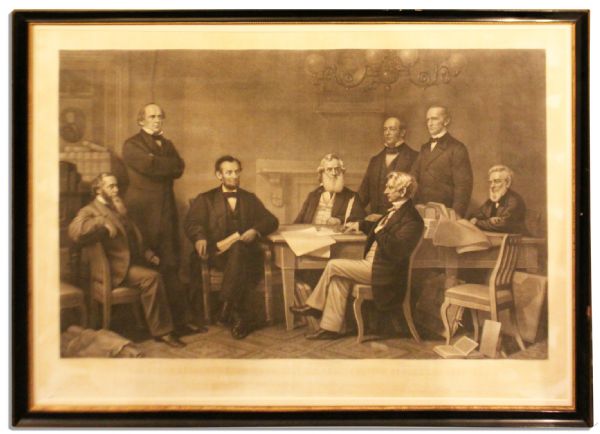 Huge 35'' x 25'' Abraham Lincoln Print -- ''The First Reading of the Emancipation Proclamation Before the Cabinet''