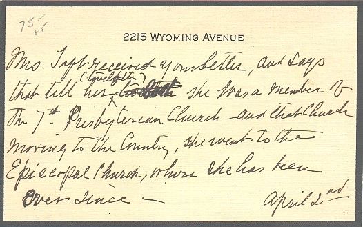 First Lady Helen Taft Autograph Letter -- Written in the Third Person, Not Signed -- 3'' x 5.25'' -- Good